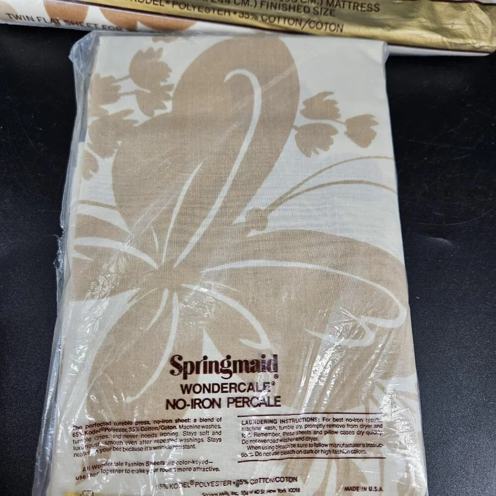 2 Vint Springmaid Wondercale Percale Twin Sheet Flat Fit Set Pillowcase Mariposa